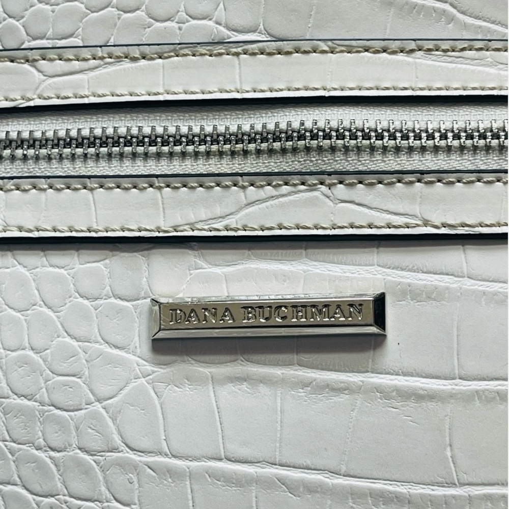 DANA BUCHMAN Off White Croco Leather Bag Small Shoulder Bag Womens Crossbody Bag - Picture 5 of 10